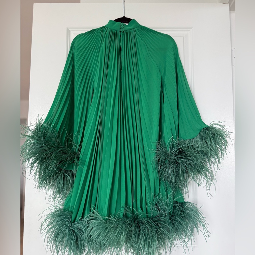 Like new PATBO Pleated Feather Trim Mini Dress $2,200 0 - Picture 9 of 11